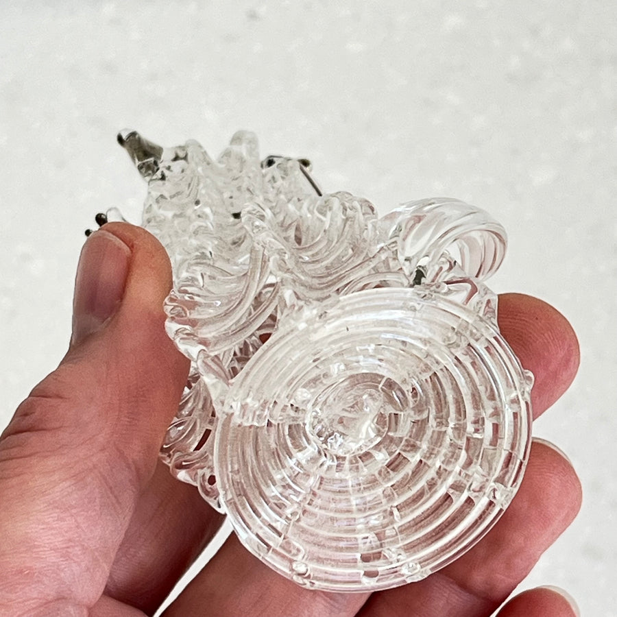 Vintage Unique Hand Blown Clear Glass Ornament 12cm