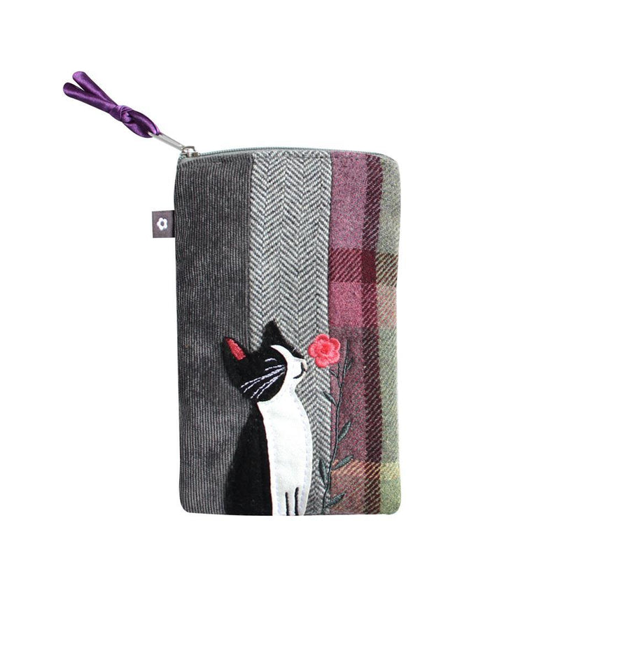 Flower Kitten Applique Glasses Case