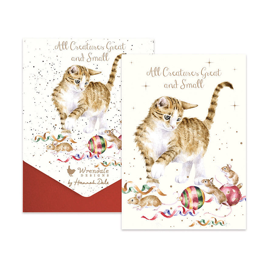 Paquete de tarjetas navideñas de gatitos navideños