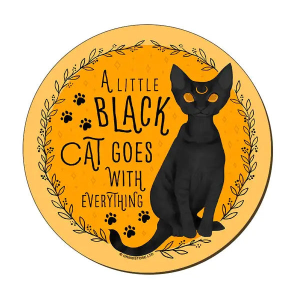 A Little Black Cat Goes With Everything Coaster