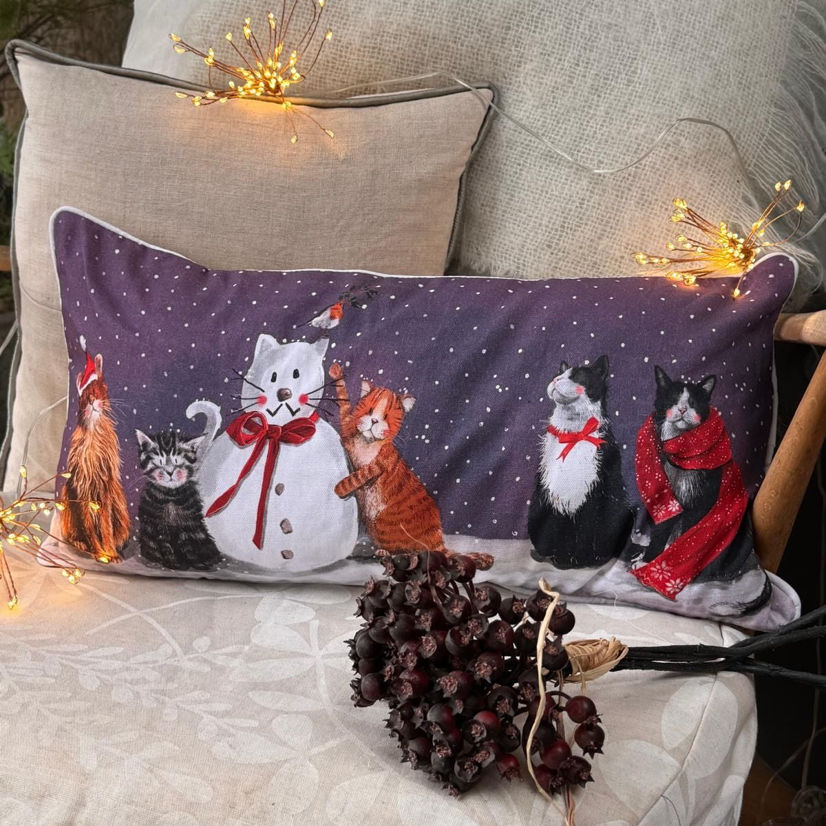 Cats & Snowman Alex Clark Cushion