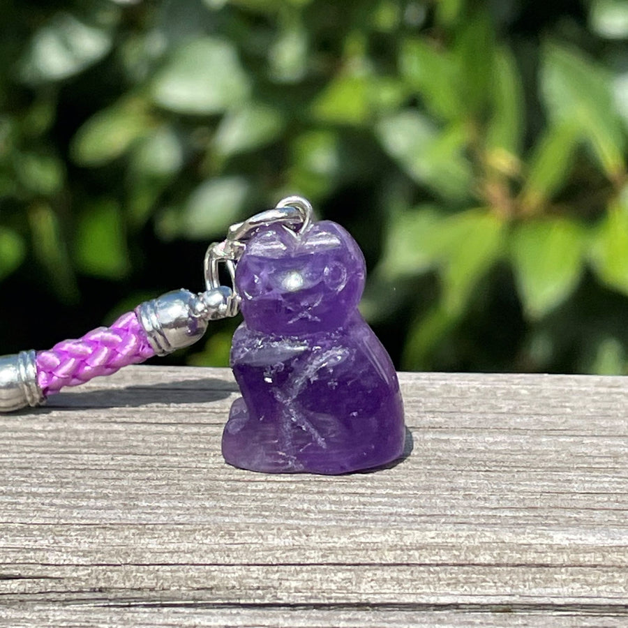  Amethyst Cat Bag Charm, The Lucky Cat Shop