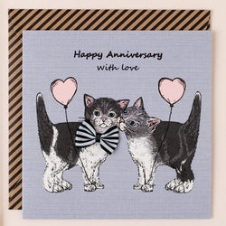 Anniversary Cats Ribbon Birthday Card