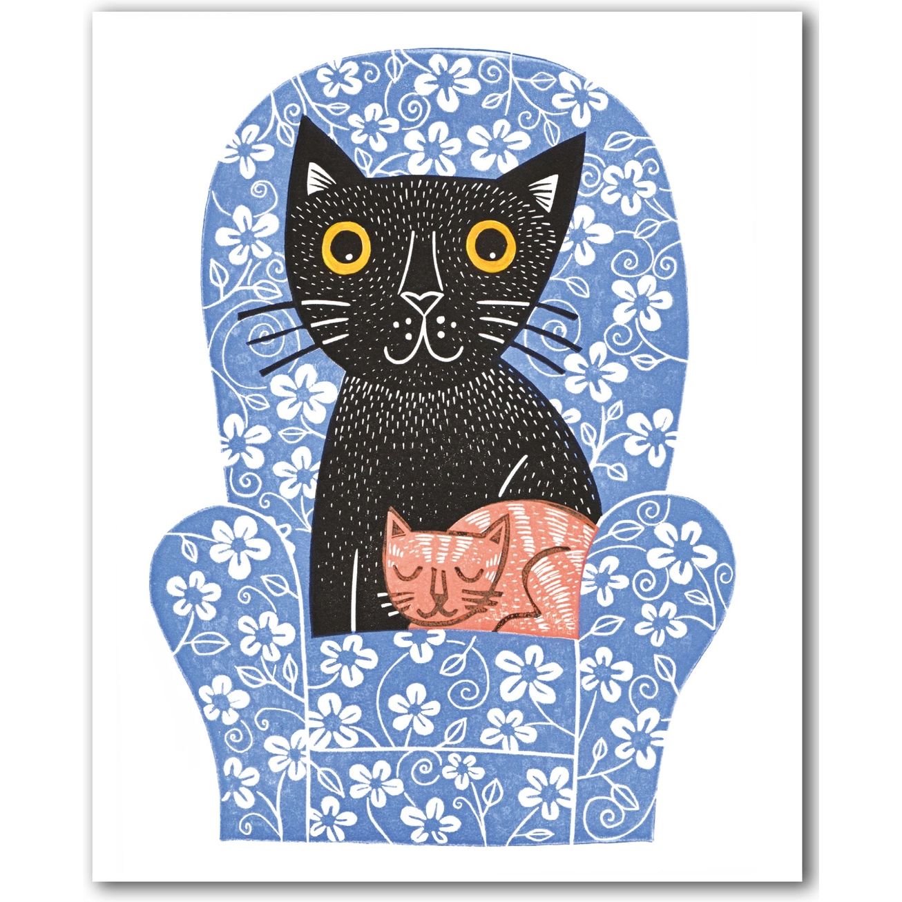 Full Armchair Cats Linocut Card