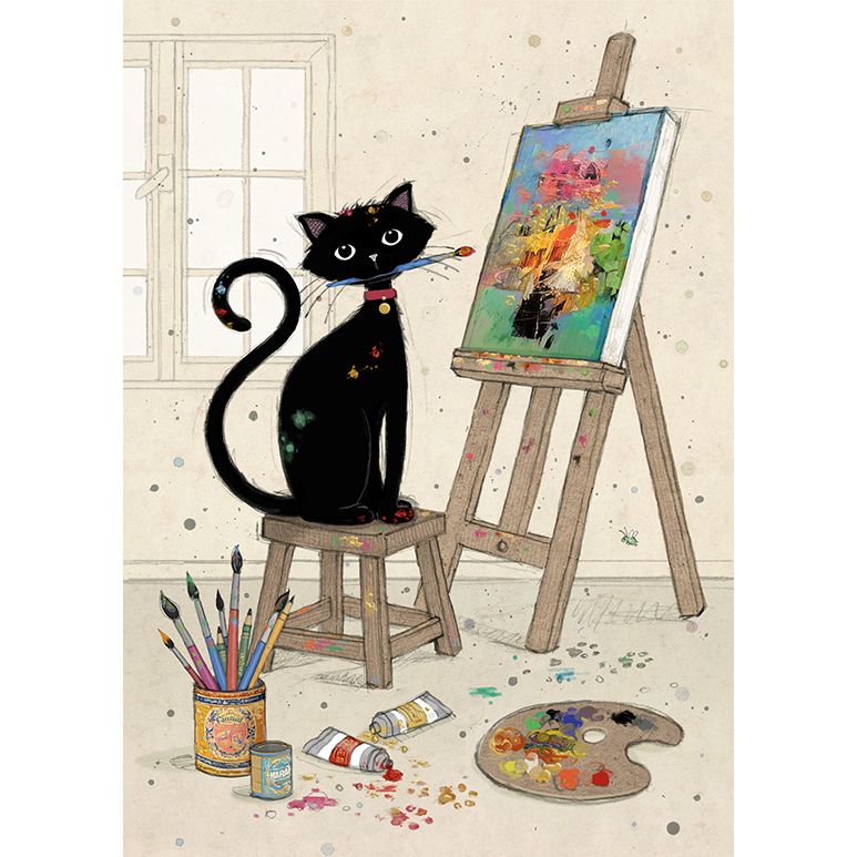 Artist Kitty Card by Bug Art
