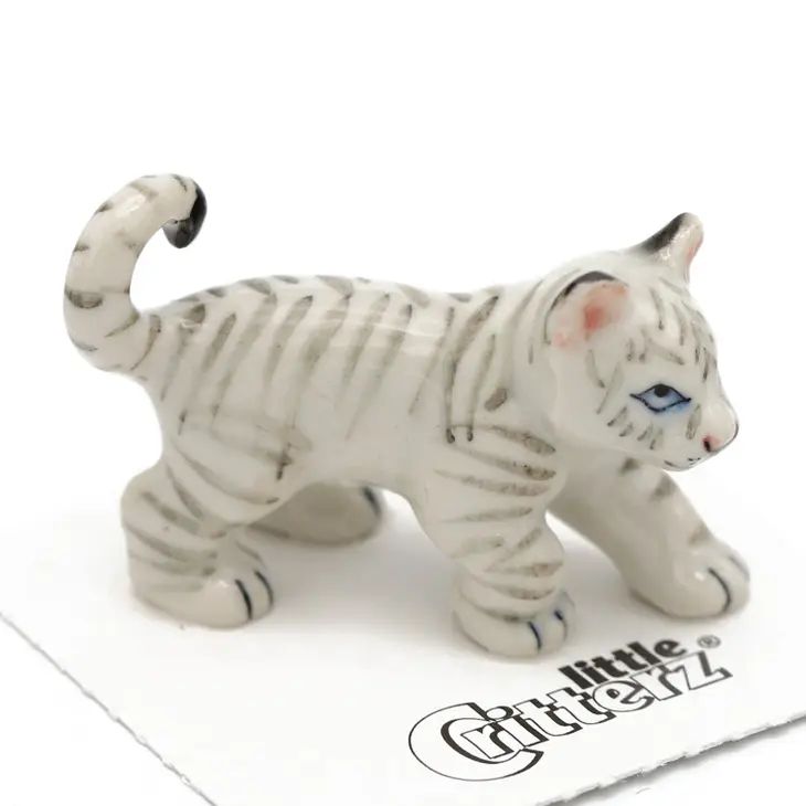 Asia White Tiger Cub Porcelain Miniature