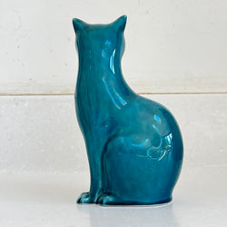 Vintage Poole Pottery Blue Cat 6.5" Tall