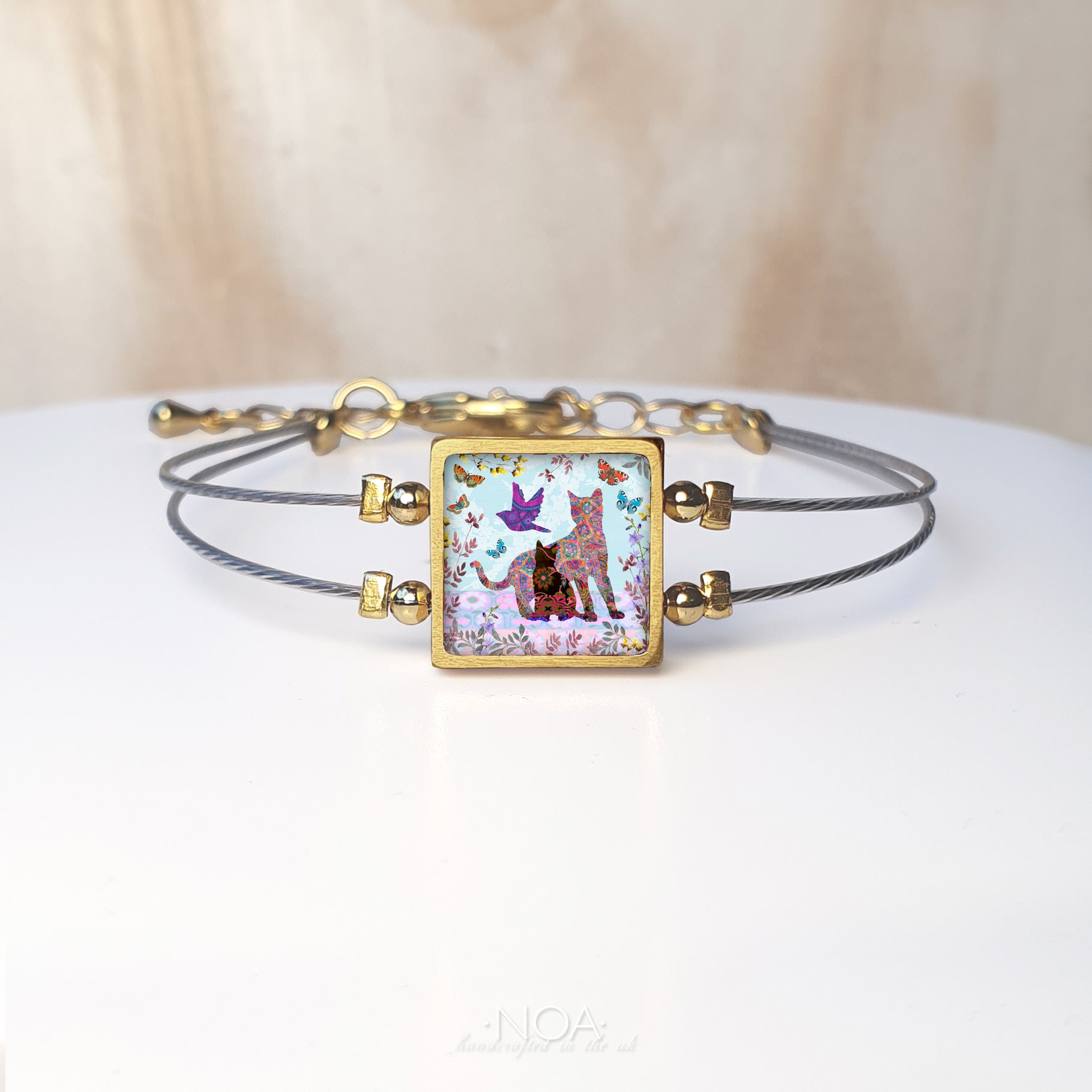 Framed Ceramic Cat Bracelet