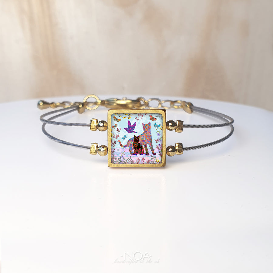 Framed Ceramic Cat Bracelet