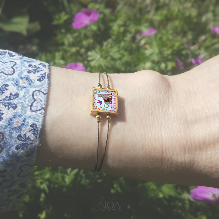 Framed Ceramic Cat Bracelet