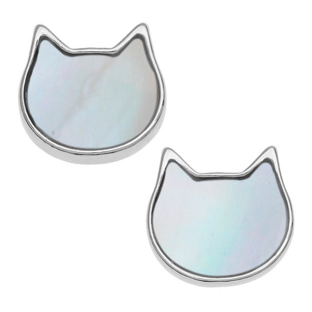 Mother of Pearl Cat Face Ear Studs