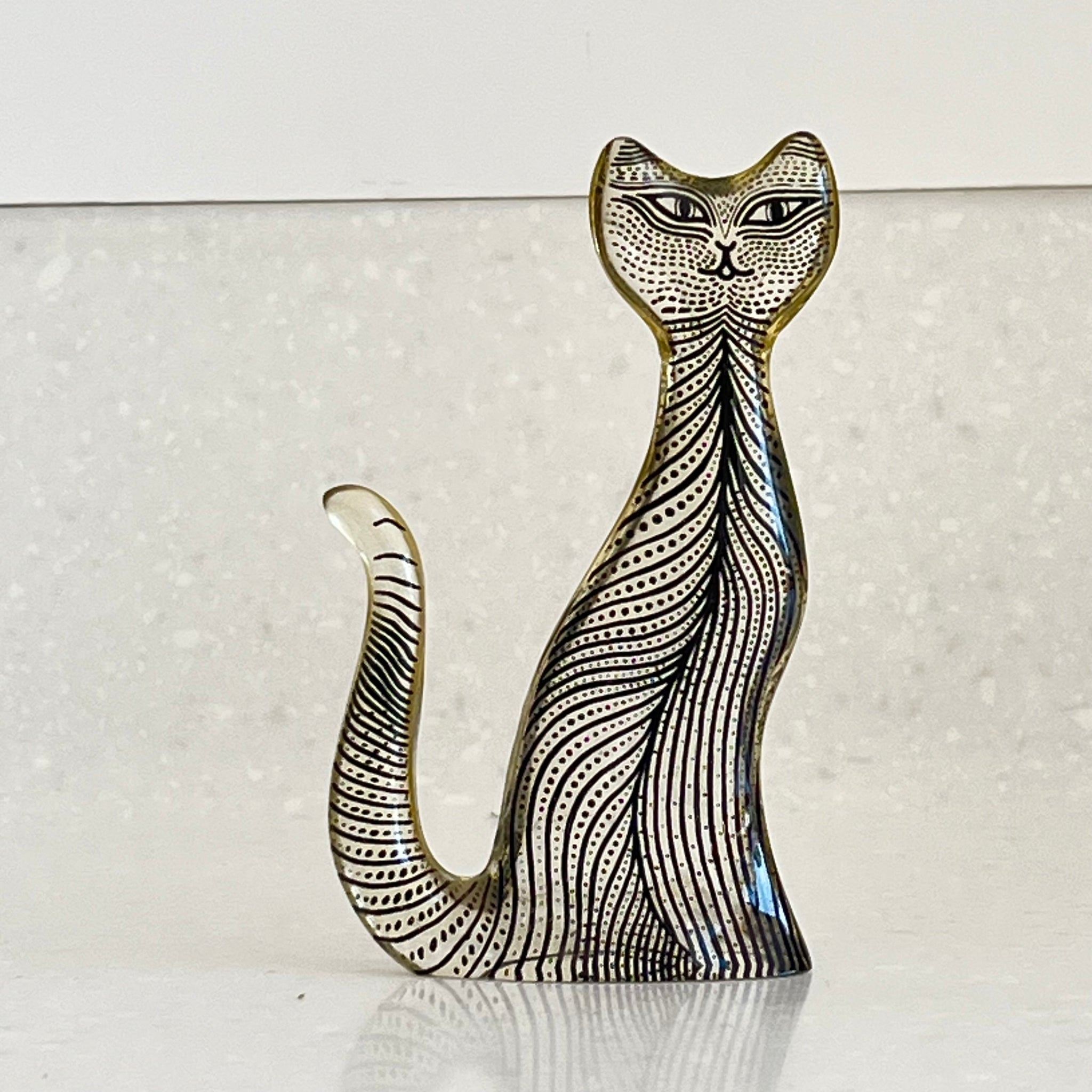 Vintage Abraham Palatnik Lucite Cat Sculpture 10cm