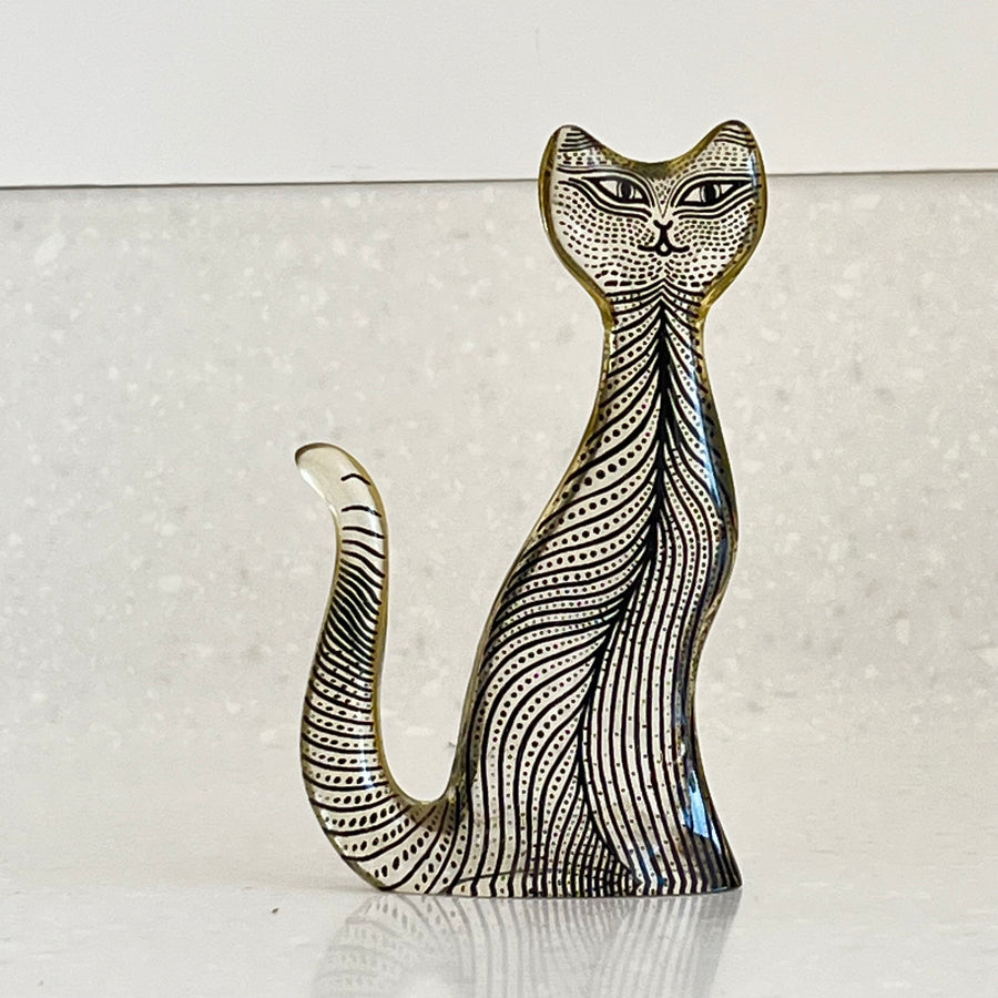 Vintage Abraham Palatnik Lucite Cat Sculpture 10cm