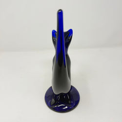 Vintage Bristol Blue Glass Cat 24cm Signed B. Taylor