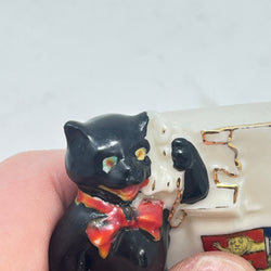 Rare Antique Arcadian Crested China Lucky Black Cat – Model #4 – Hastings Crest