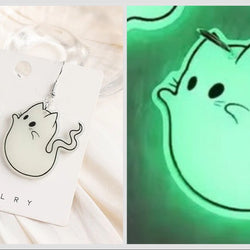 Glow in the Dark Ghost Kitty Earrings