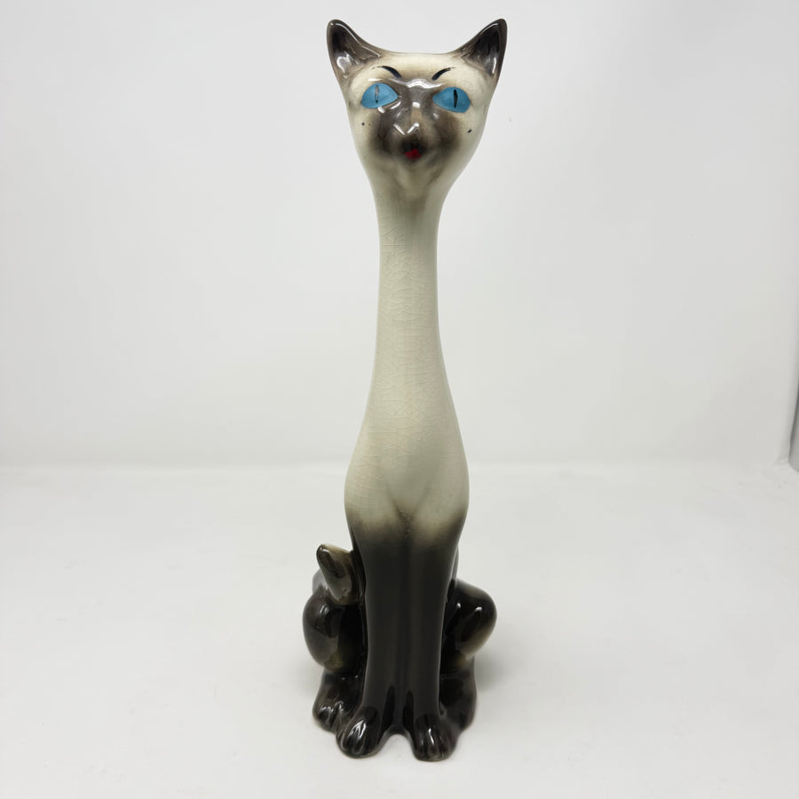 Vintage Long Necked Siamese Cat 34cm Tall