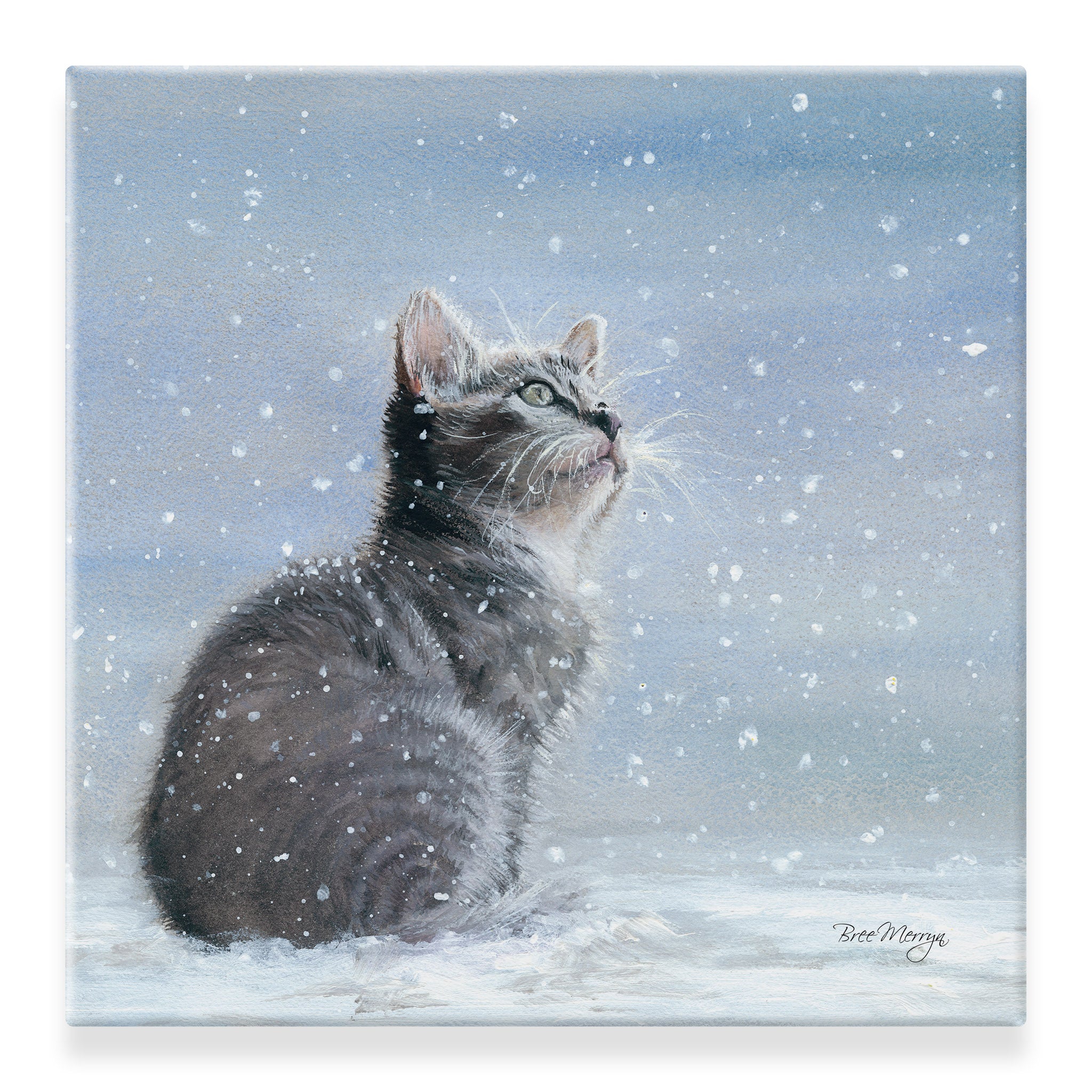 Snow Kitten Ceramic Wall Art