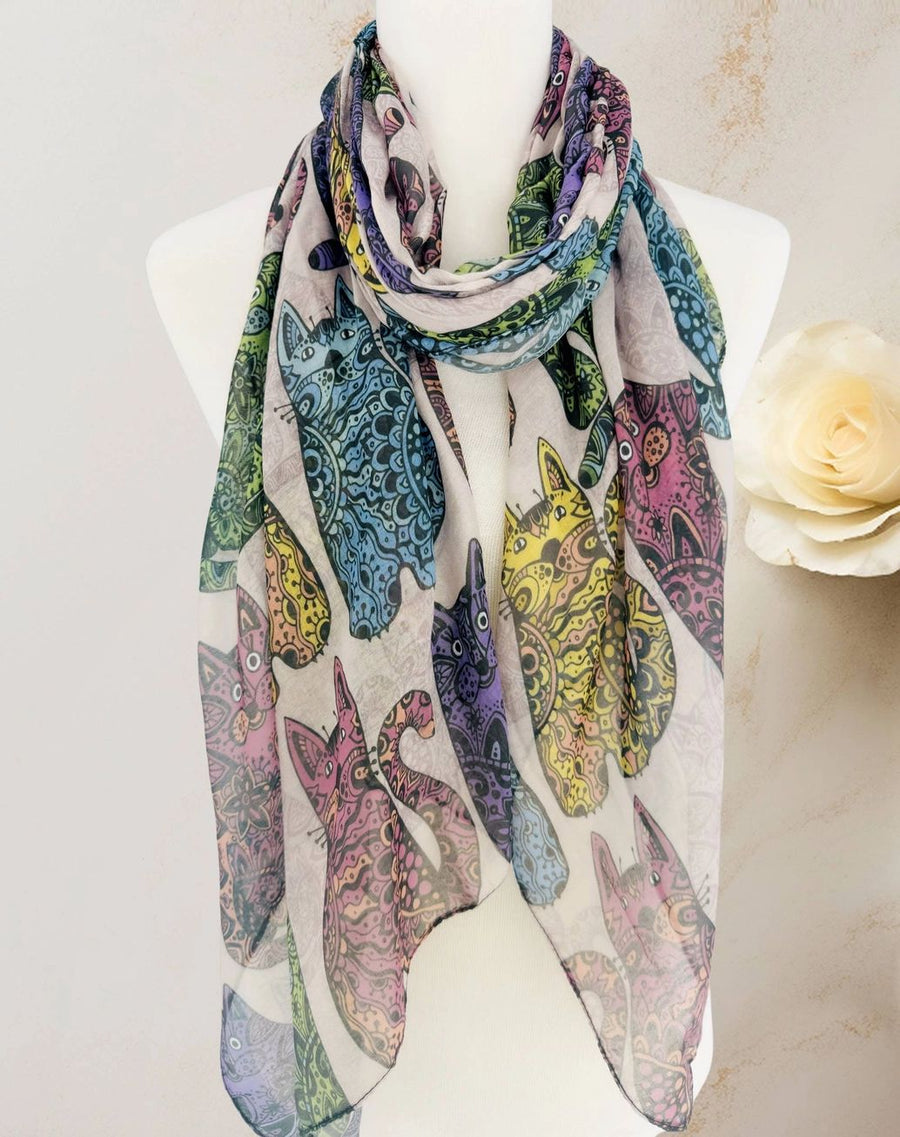 Batik Style Cats Scarf