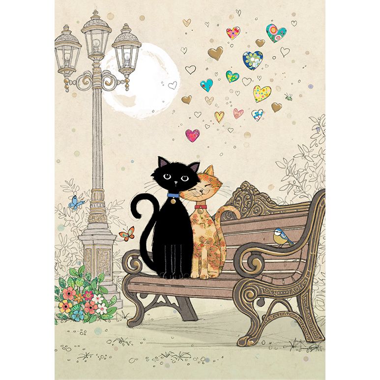 Bench Kitties Card by Bug Art