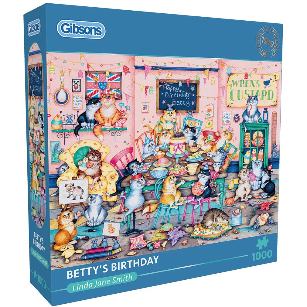 Betty's Birthday Crazy Cats 1000 Piece Jigsaw
