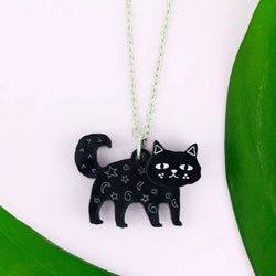 Black Cat Acrylic Necklace