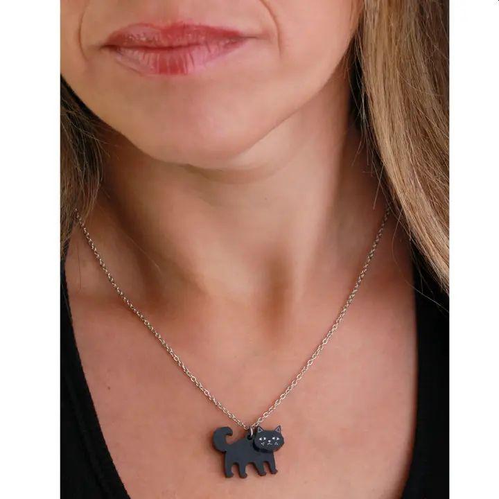 Black Cat Acrylic Necklace