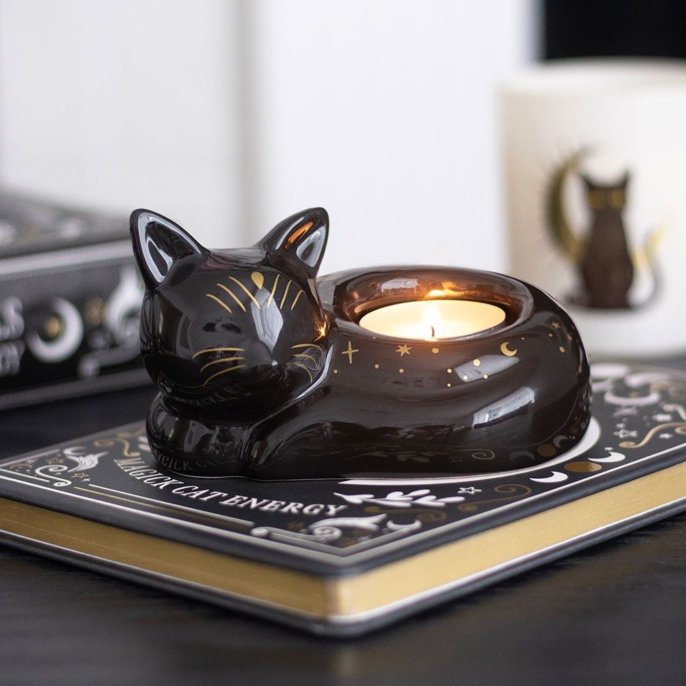 Black Cat Magick Ceramic Tealight Holder