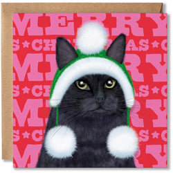 Black Cat Merry Christmas Card