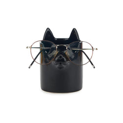 Black Ceramic Cat Pen and Glasses Holder