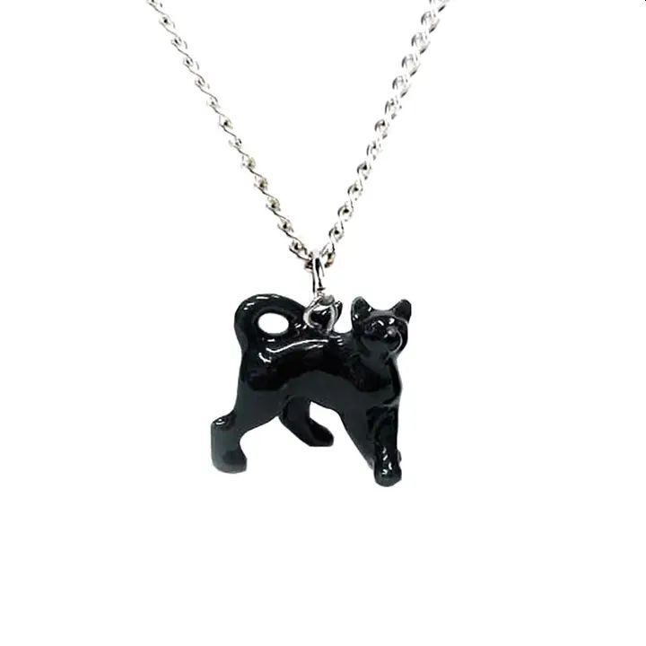 Black Cat Porcelain Pendant