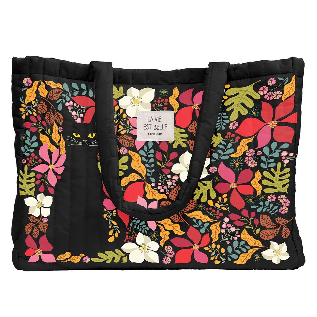 Black Cat Quilted Travel Bag