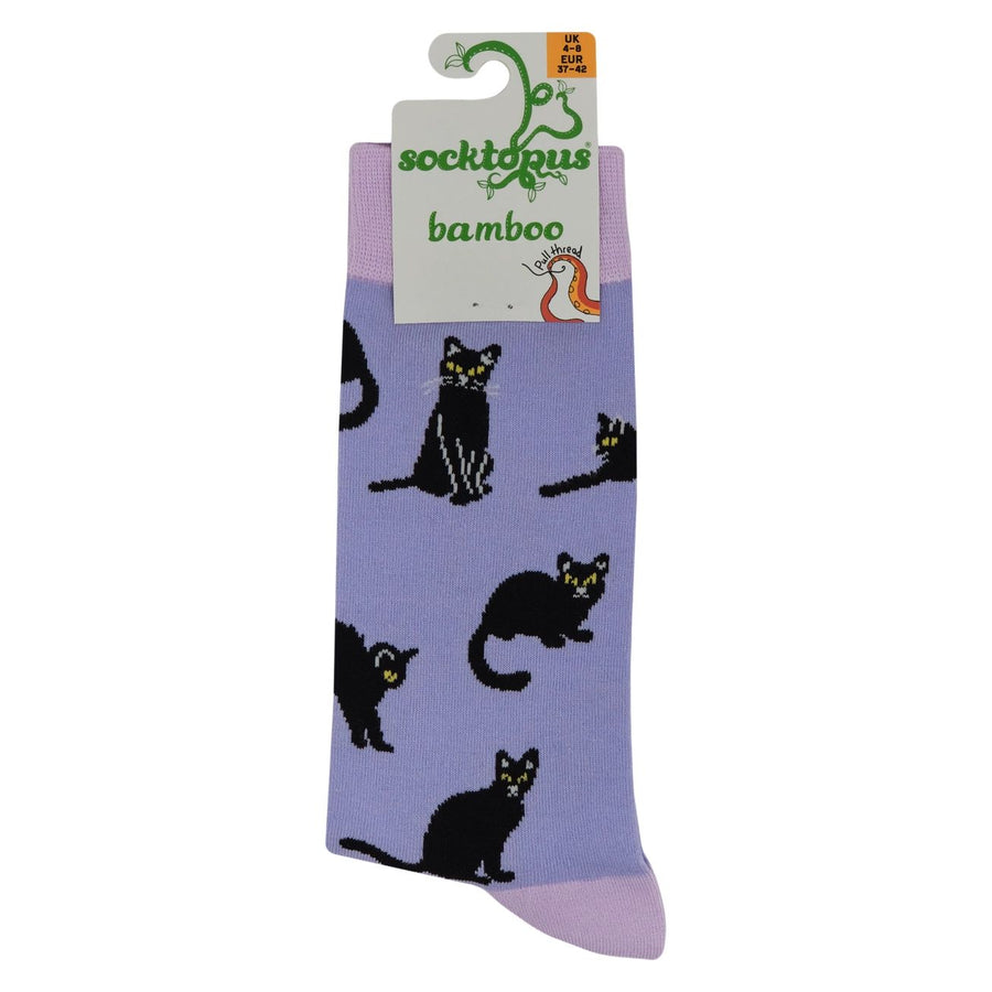 Lucky Black Cats Bamboo Socks, UK 4-8