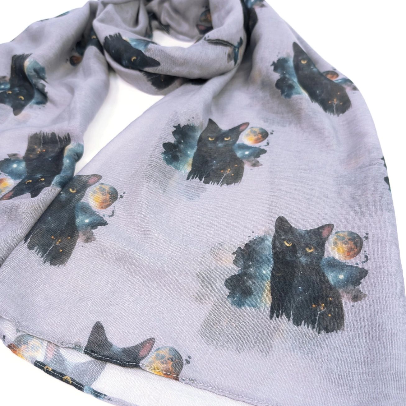 Black Cat and Moon Scarf