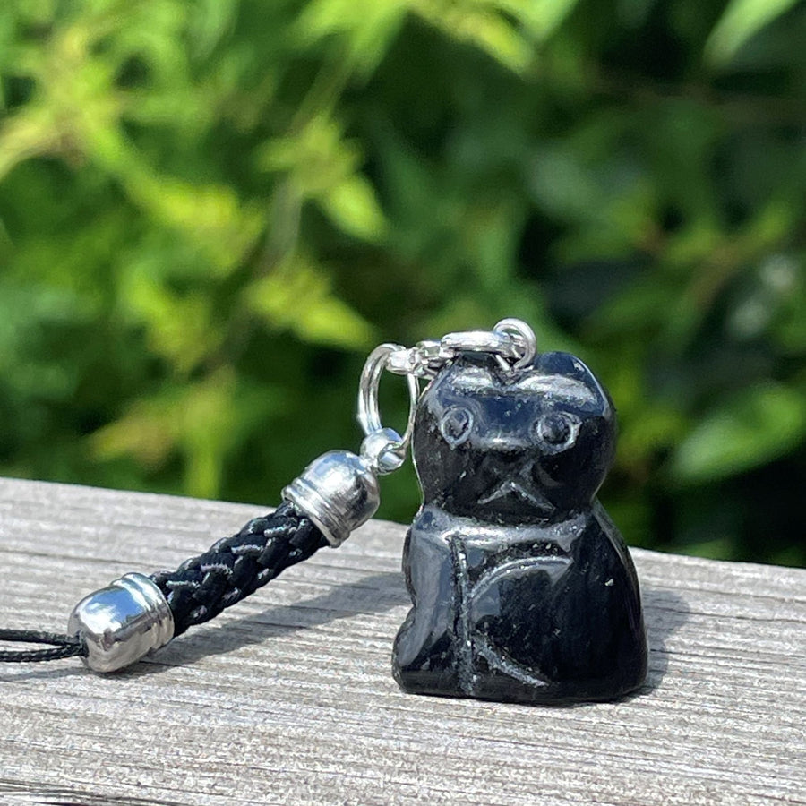 Black Obsidian Cat Bag Charm, The Lucky Cat Shop
