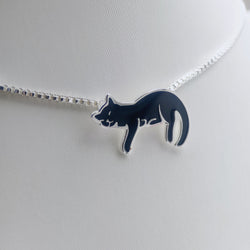 Black Enamel Sleeping Cat Necklace