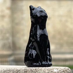 Black Lucky Glass Cat