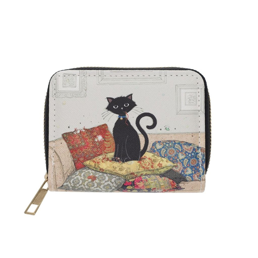Black Kitty and Cushions Zip Purse