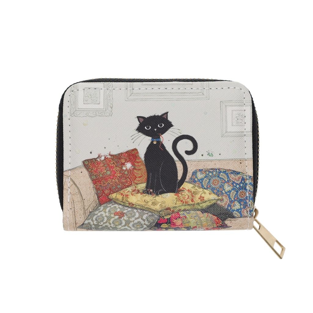 Black Kitty and Cushions Zip Purse