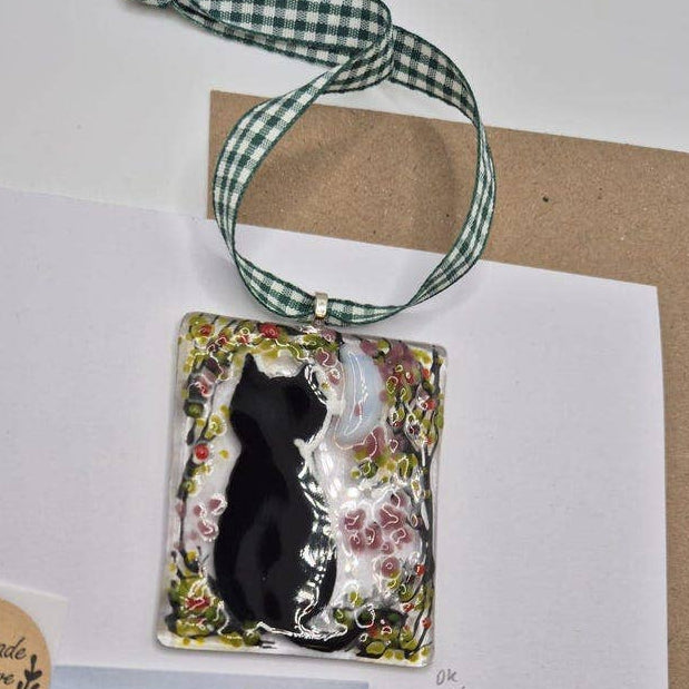 Black Cat fused glass Keepsake