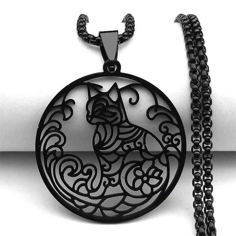 Black Cat Medallion Pendant