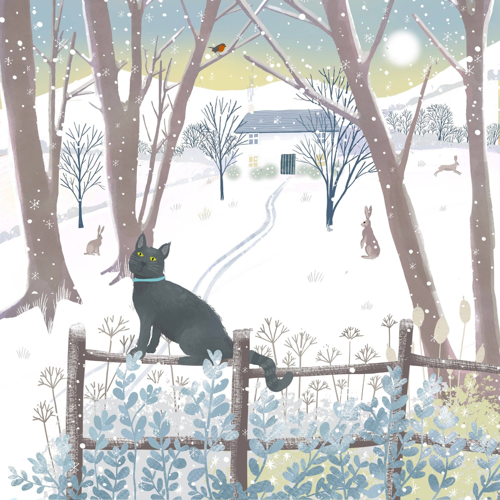 Winter Cat Greetings Card
