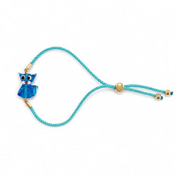 Artisan Glass Blue Cat Friendship Bracelet