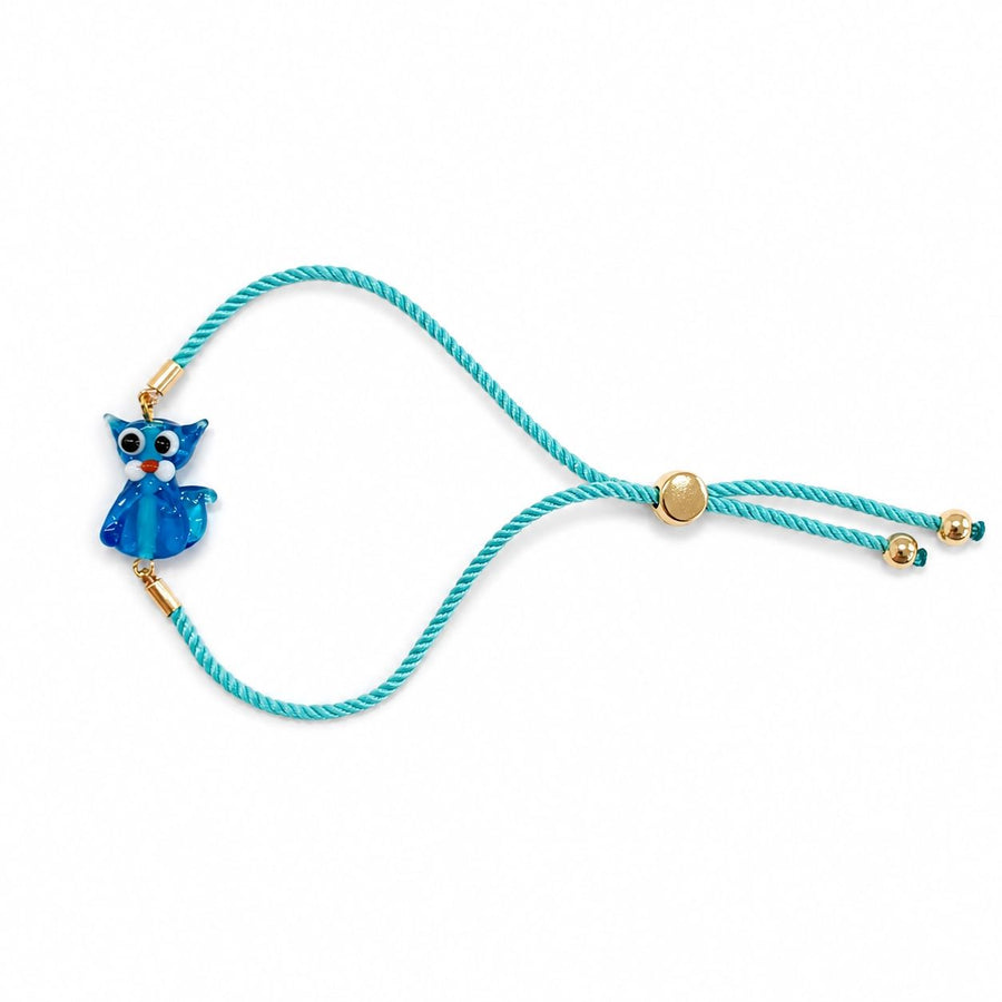 Artisan Glass Blue Cat Friendship Bracelet