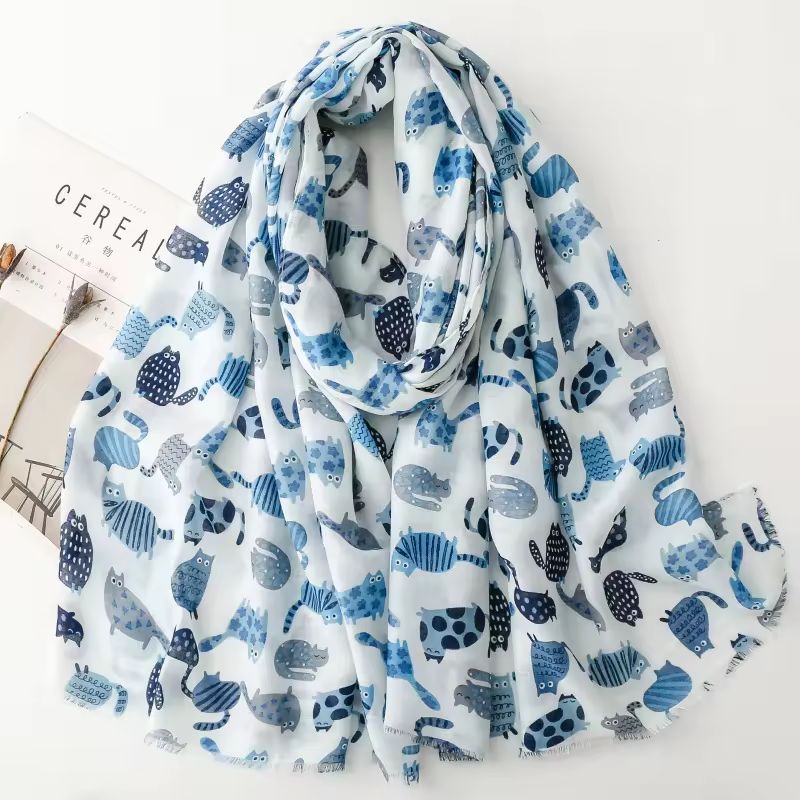 Blue Cats Lightweight Scarf
