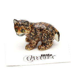 Bobcat Kitten Porcelain Miniature on a white background with Little Critterz text