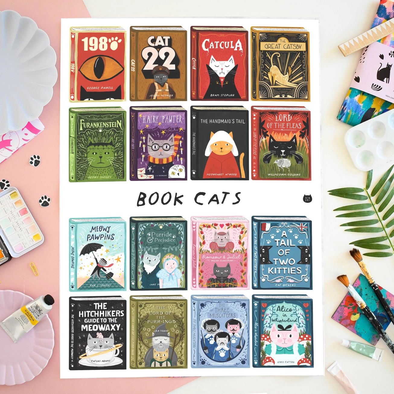 Book Cats Tea Towel – The Cat Gallery