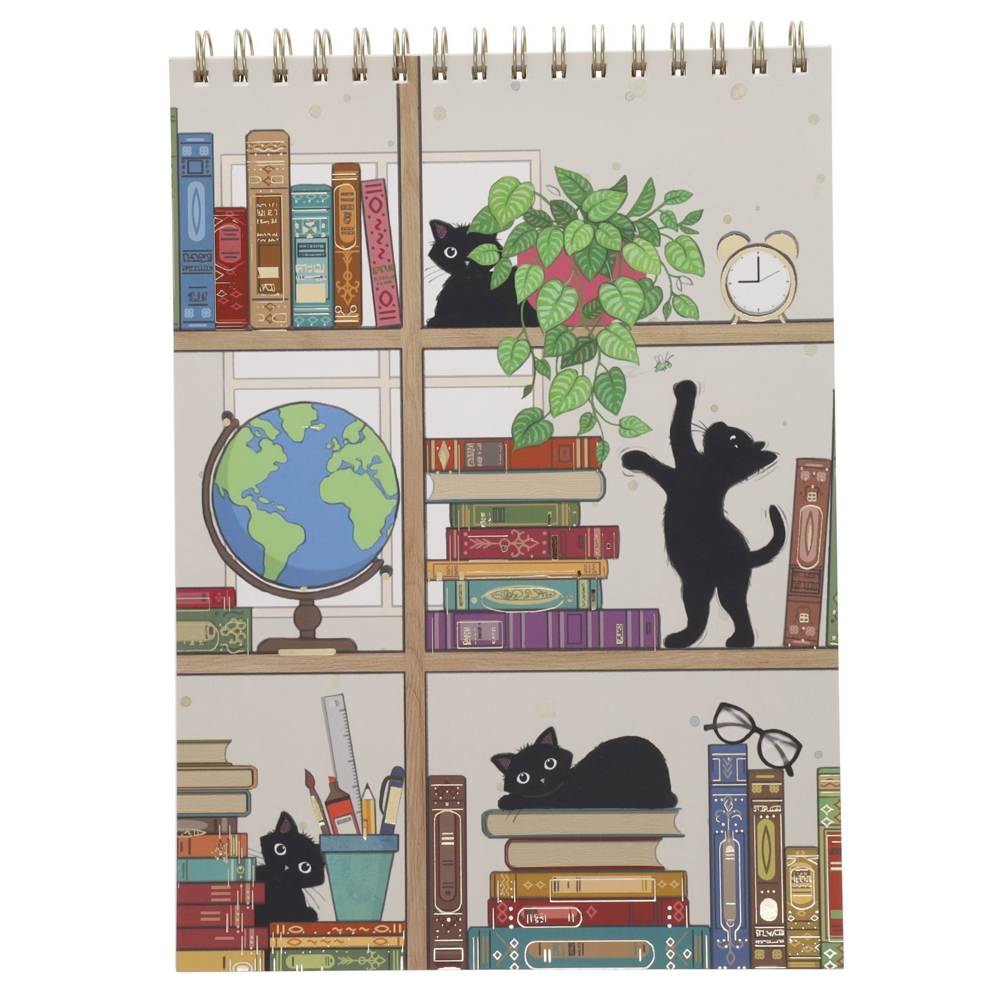 Black Kitty A4 Spiral Notebook