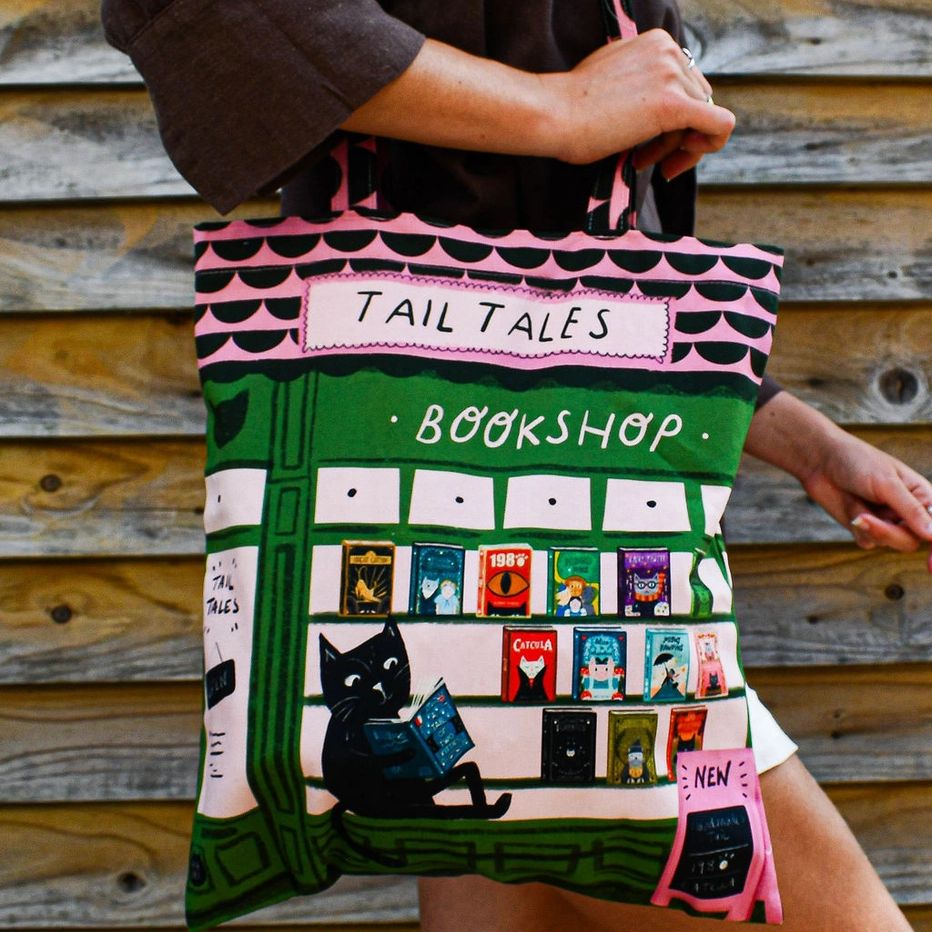 Bookshop Cat Tote Bag