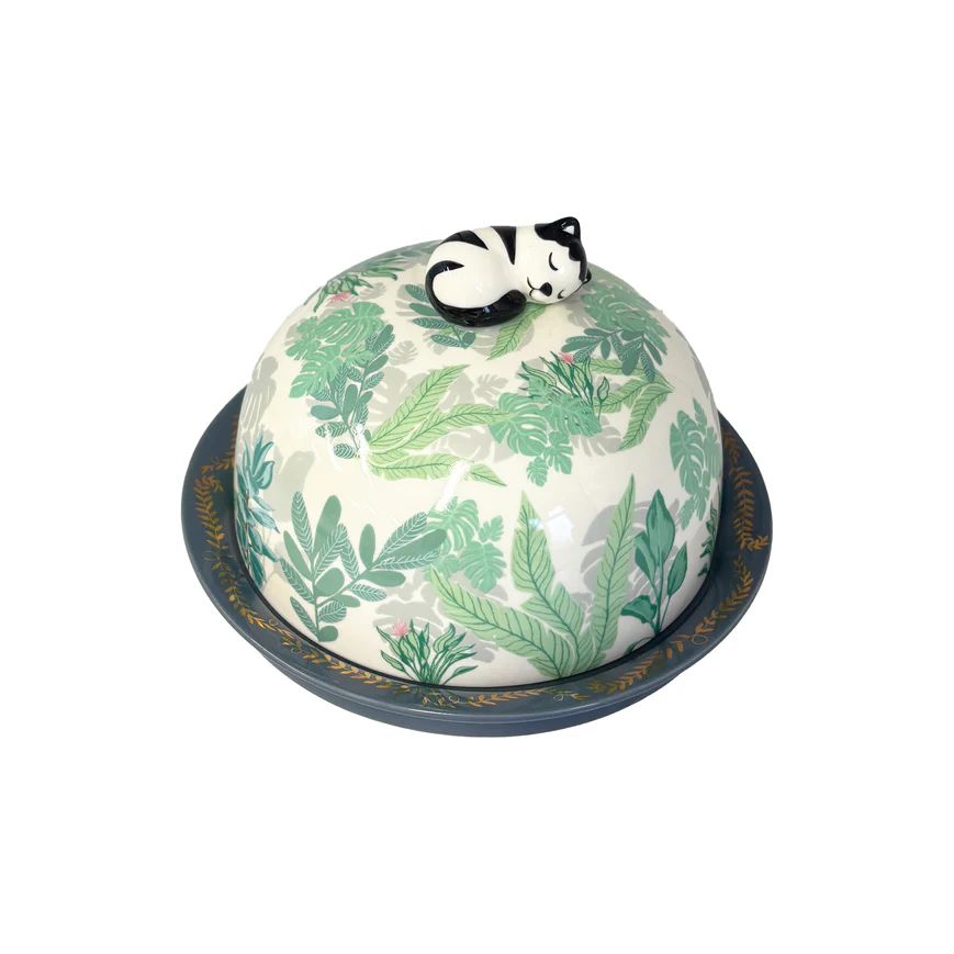 Botanical Cat Butter Dish